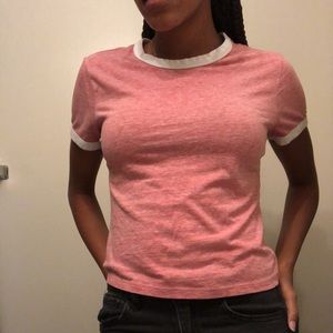 Pink Crop Top w/ White Collar & Sleeves